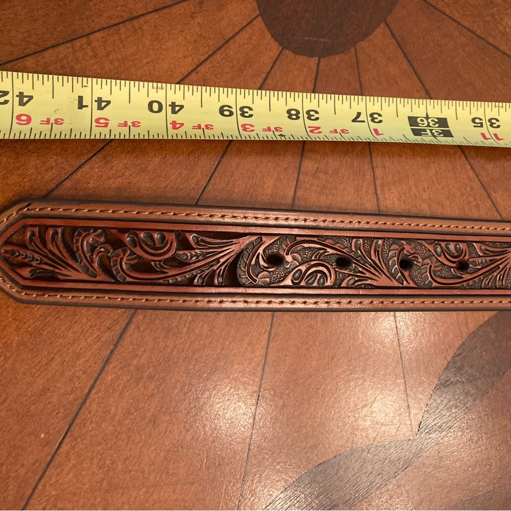 Ariat Choncha Brown Leather Belt with Silver and Turquoise Accents - Picture 5 of 7